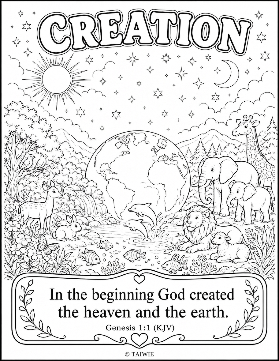 Genesis 1 1 coloring page