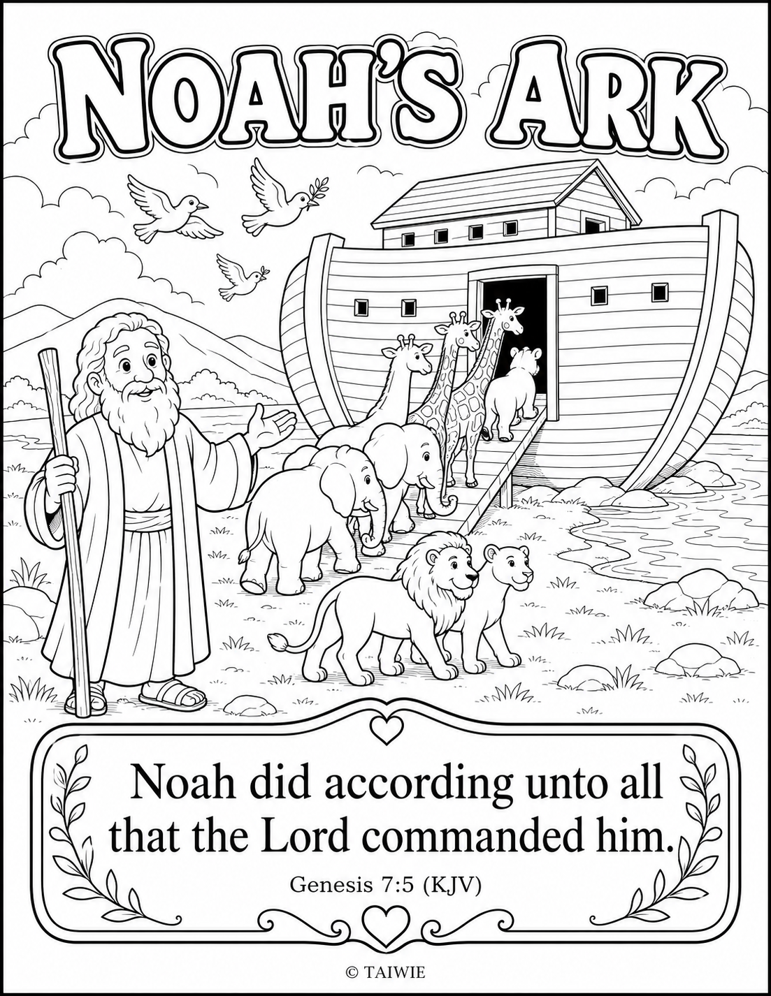 Genesis 7 5 coloring page